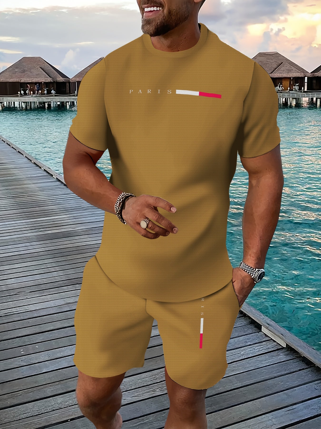 Casual Sports Suit Breathable Outdoor Casual Men's T-shirt and Shorts Suit Summer 3D Printing Suit for Adult Men