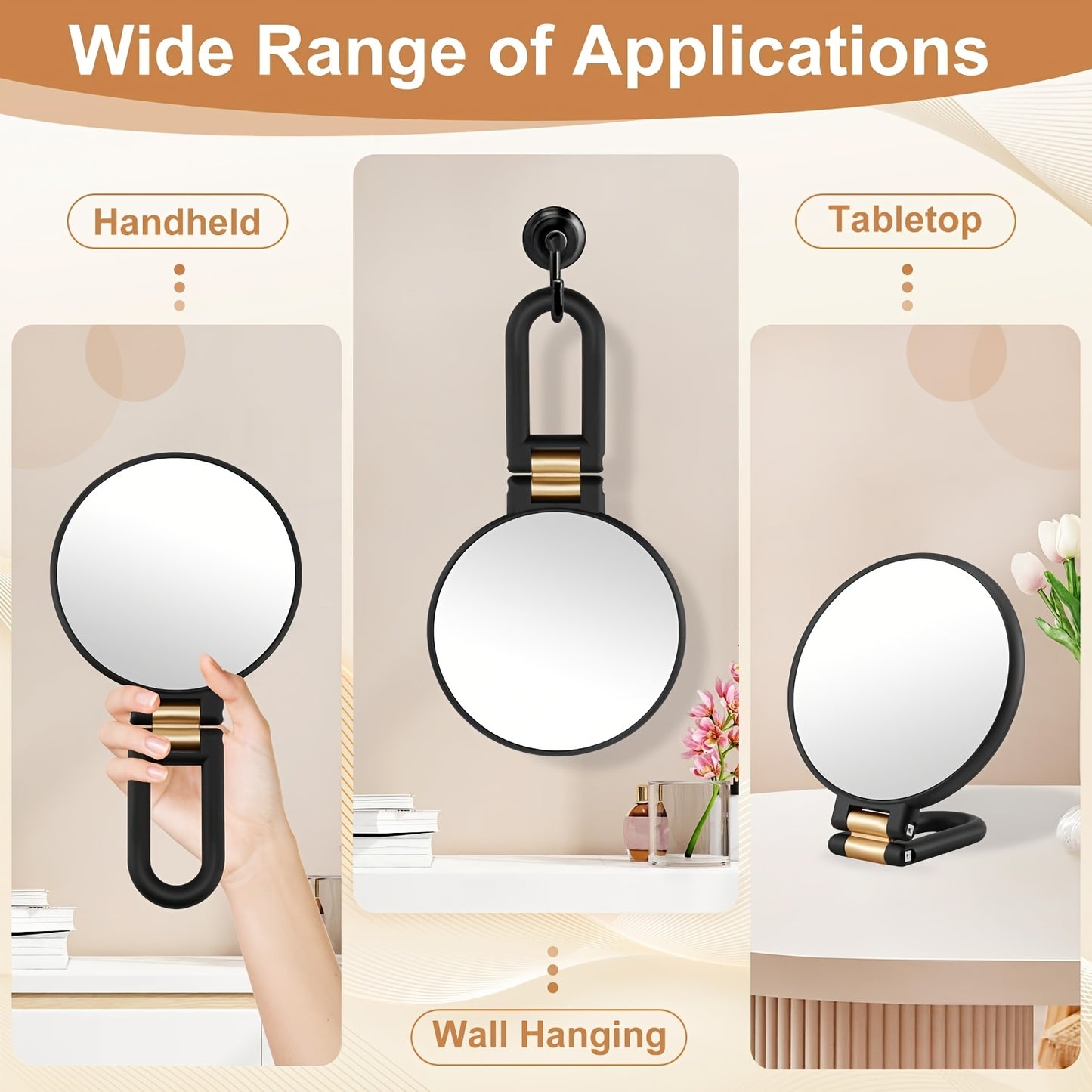 50x Magnifying Mirror with Dual-Sided 1X/50X Magnification - Portable Handheld Makeup Mirror with 360° Adjustable Handle, Foldable Travel Design, No Battery Needed - for Professional Makeup, Facial Hair, Eyebrows, Blemishes