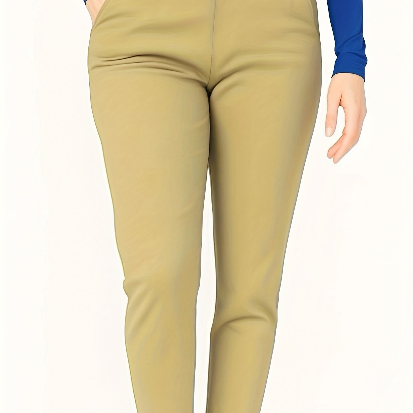 Plus Size - Women'S Plus Size High-Waist Stretchy Skinny Jeans with Pockets - Dark Blue Casual Tight Pants, Comfortable & Stylish for Casual Attire, High Waisted Jeans, Comfortable Clothing, Minimalist Design, Smooth Texture