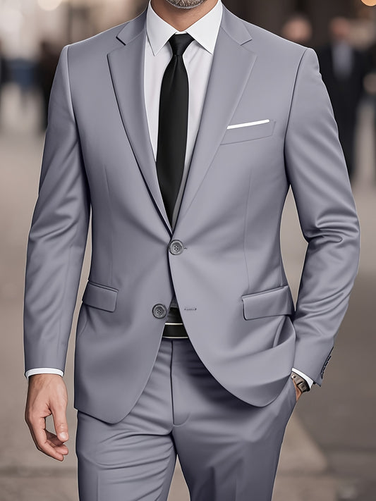 Mens Suit Set Jacket And Trousers Two Piece Formal Wear