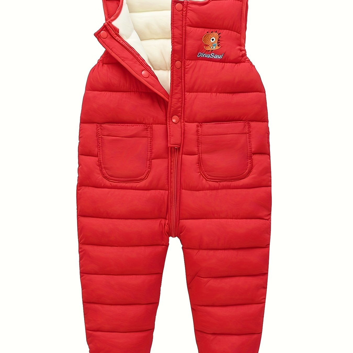 Baby's Warm Fleece Lining Snow Pants With Pockets Toddler