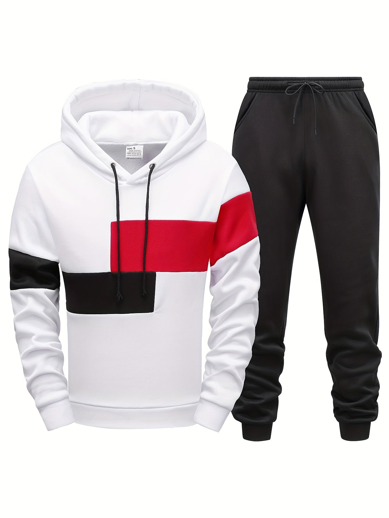 Casual Hooded Sweatshirt And Jogger Set For Men Pockets