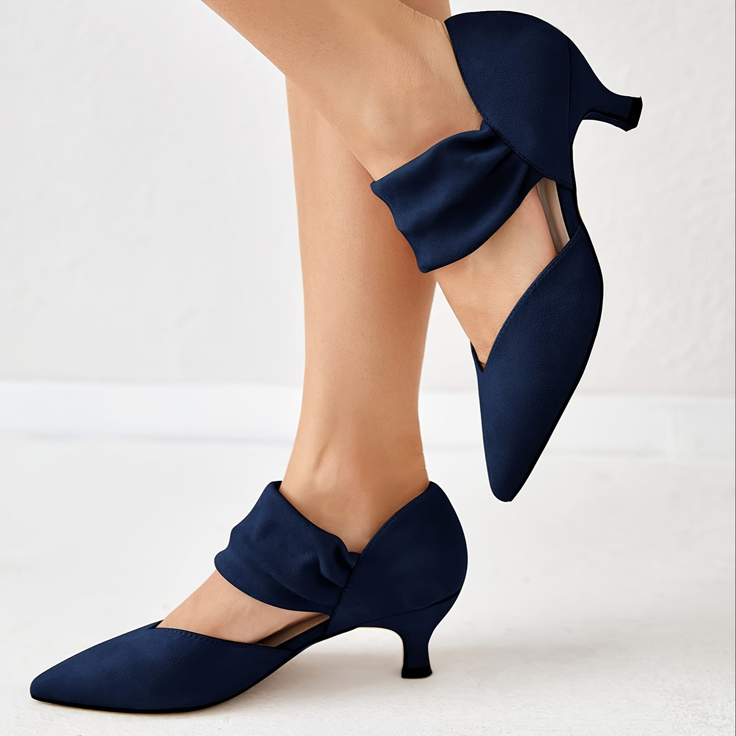 Womens Elegant Pointed Toe Ankle Strap Low Heels Party