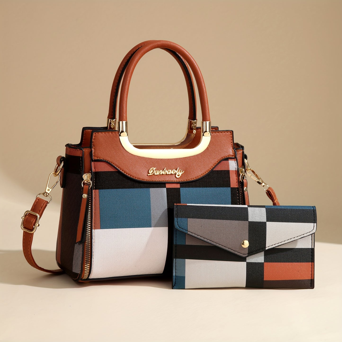 Women'S Large Capacity Tote Bag - Elegant Plaid Handbag with Adjustable Strap, Zipper Closure, Lining - Multi-Color Options (/Red/, /) - Perfect Gift For Moms, Ladies - Everyday & Formal Use - Durable & Easy-clean Design, Fas