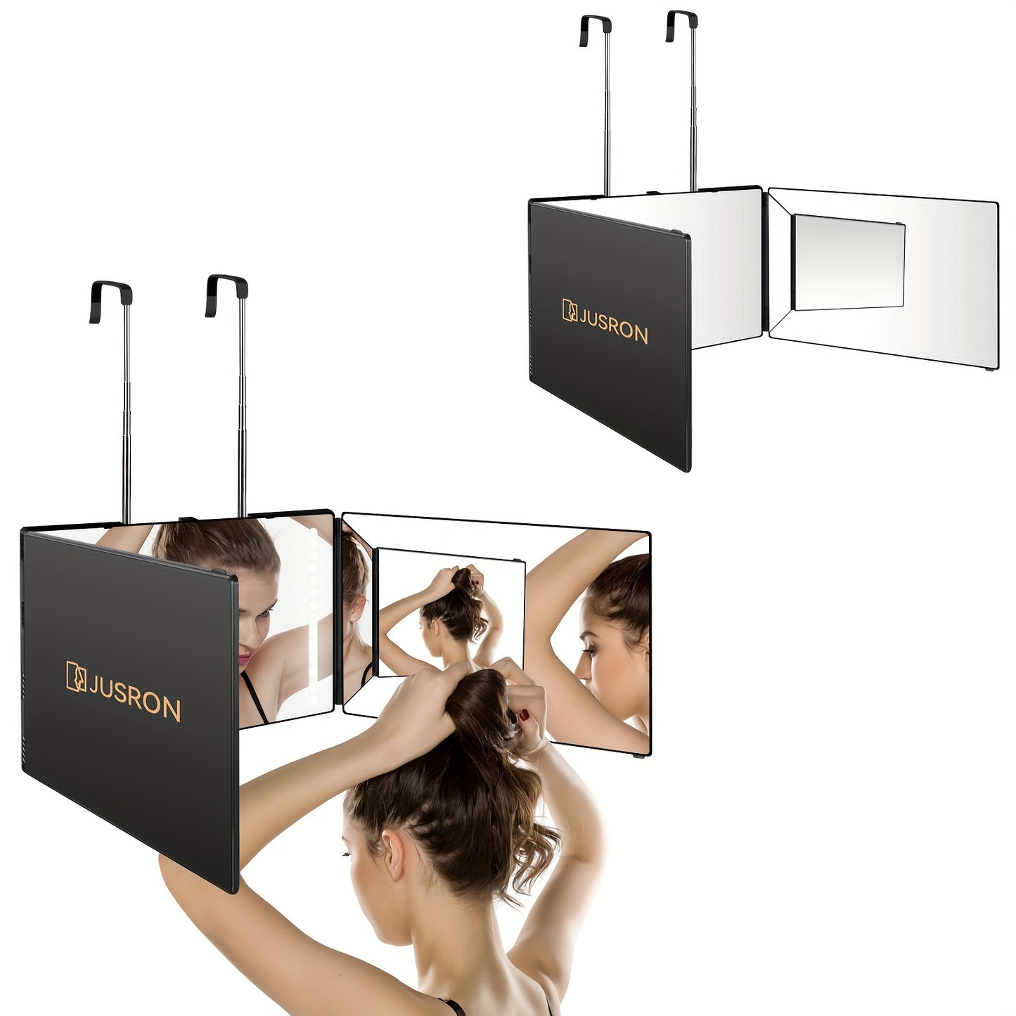 JUSRON 360 Degree Hair Cutting Mirror 3 Way Self Haircut