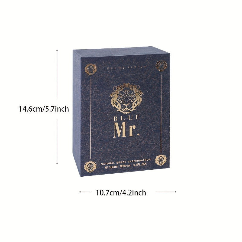 100ml Mr. Blue Men'S Perfume Long-Lasting Fragrance Lion Domineering Perfume Sports And Leisure Party Perfume Business Travel Perfume Couple Lover Partner Date Dinner Perfume Satisfying Gift Perfume