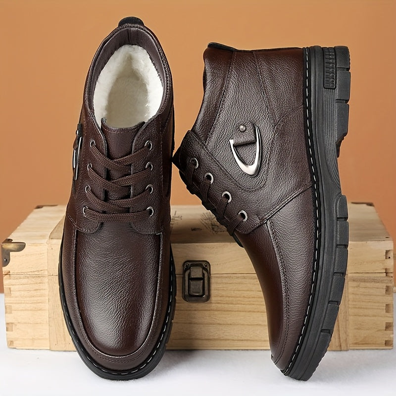 Men's Thermal Winter Boots With Plush Lining And Rubber