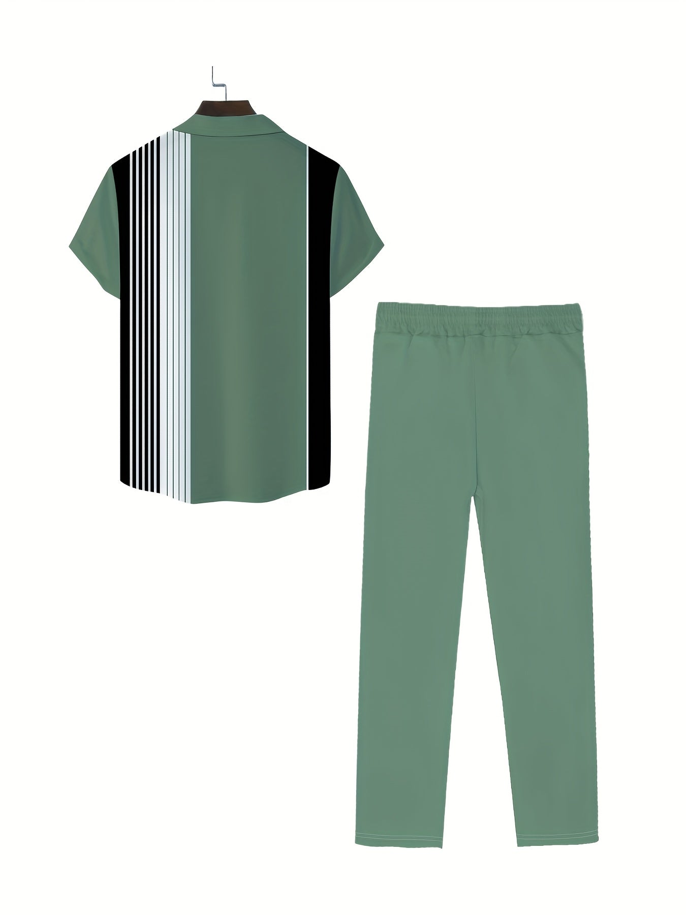European American Mens Stripe Pattern Shirt And Trousers