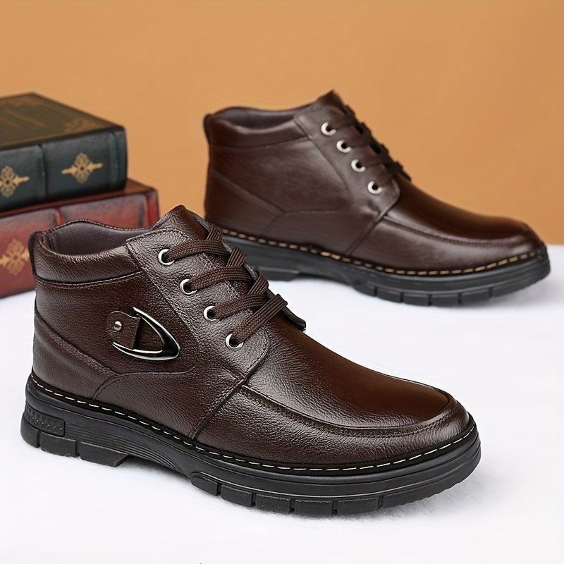 Men's Thermal Winter Boots With Plush Lining And Rubber