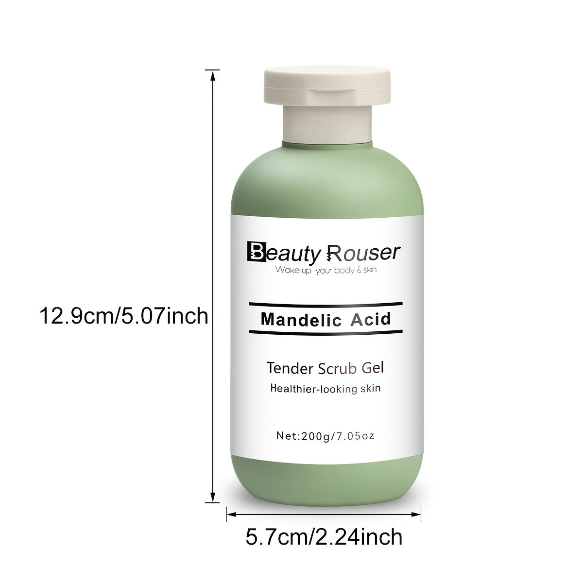 200g/7.05oz Mandelic Acid Scrub Gel - Scrub Cleanser, Contains Aloe & Rose, Moisturizes, Deeply Cleans Pores, for All Light Beige Ttypes, Whole body.