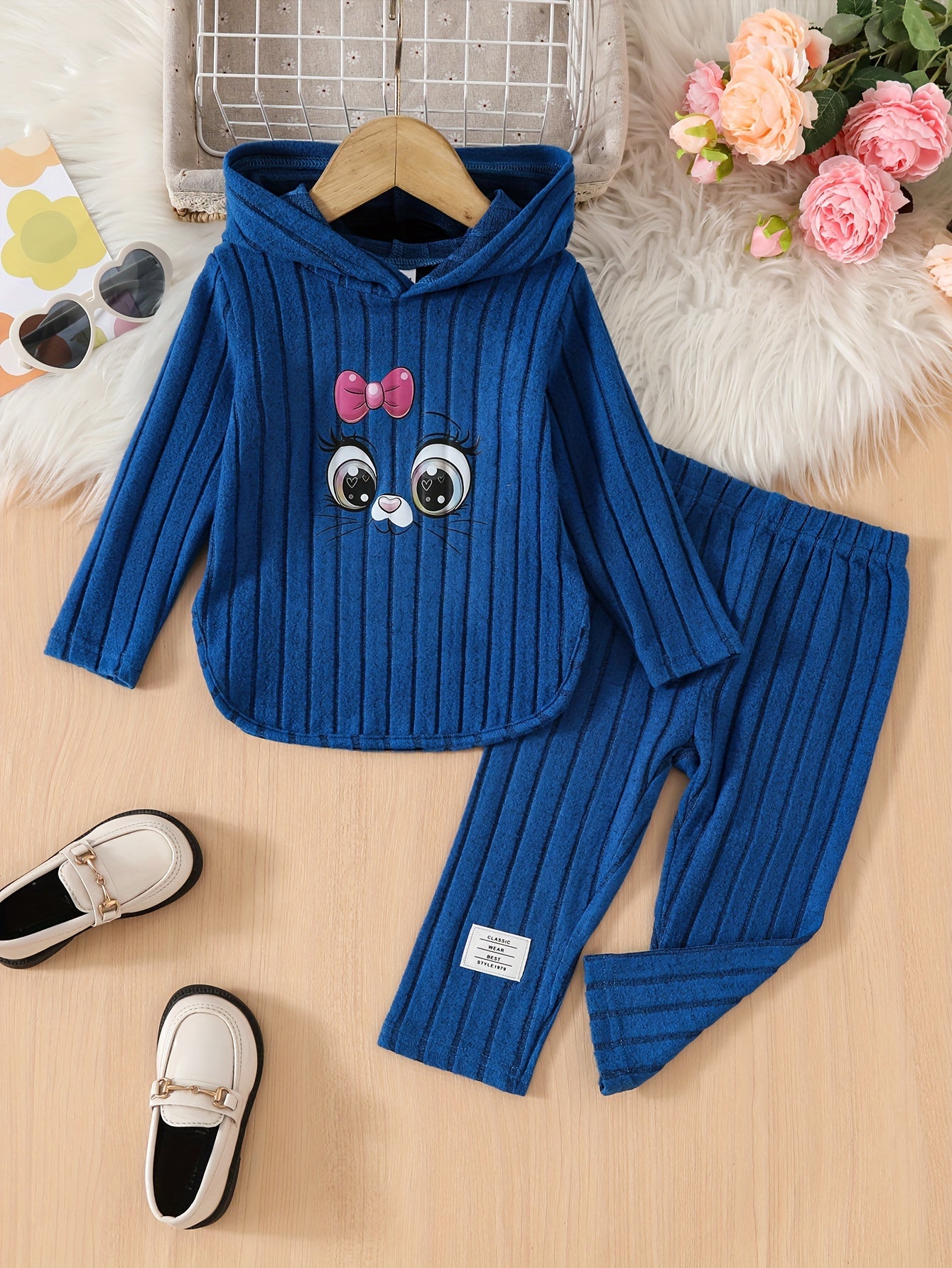 Boho Style Toddler Hoodie And Pants Set Animal Print