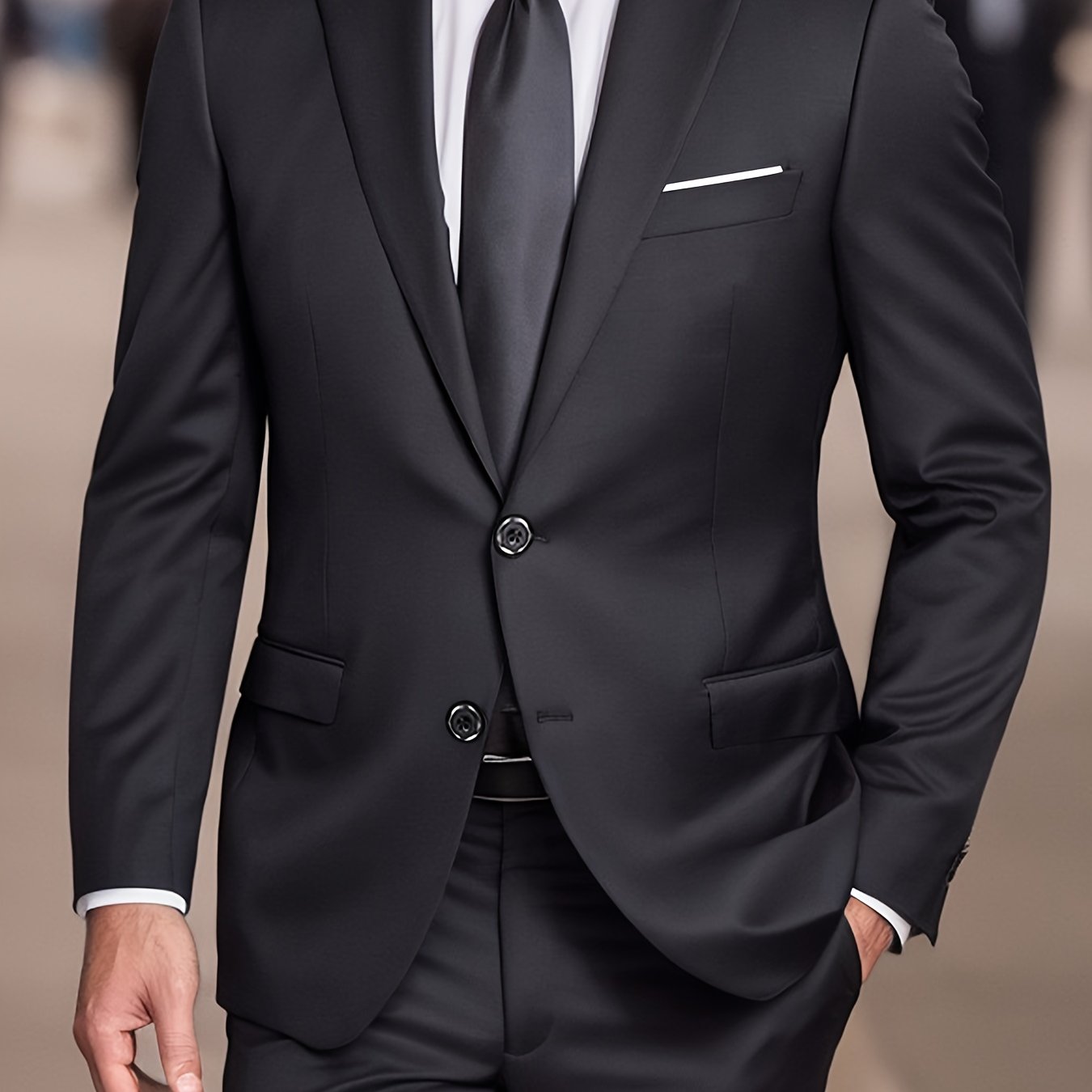 Mens Suit Set Jacket And Trousers Two Piece Formal Wear