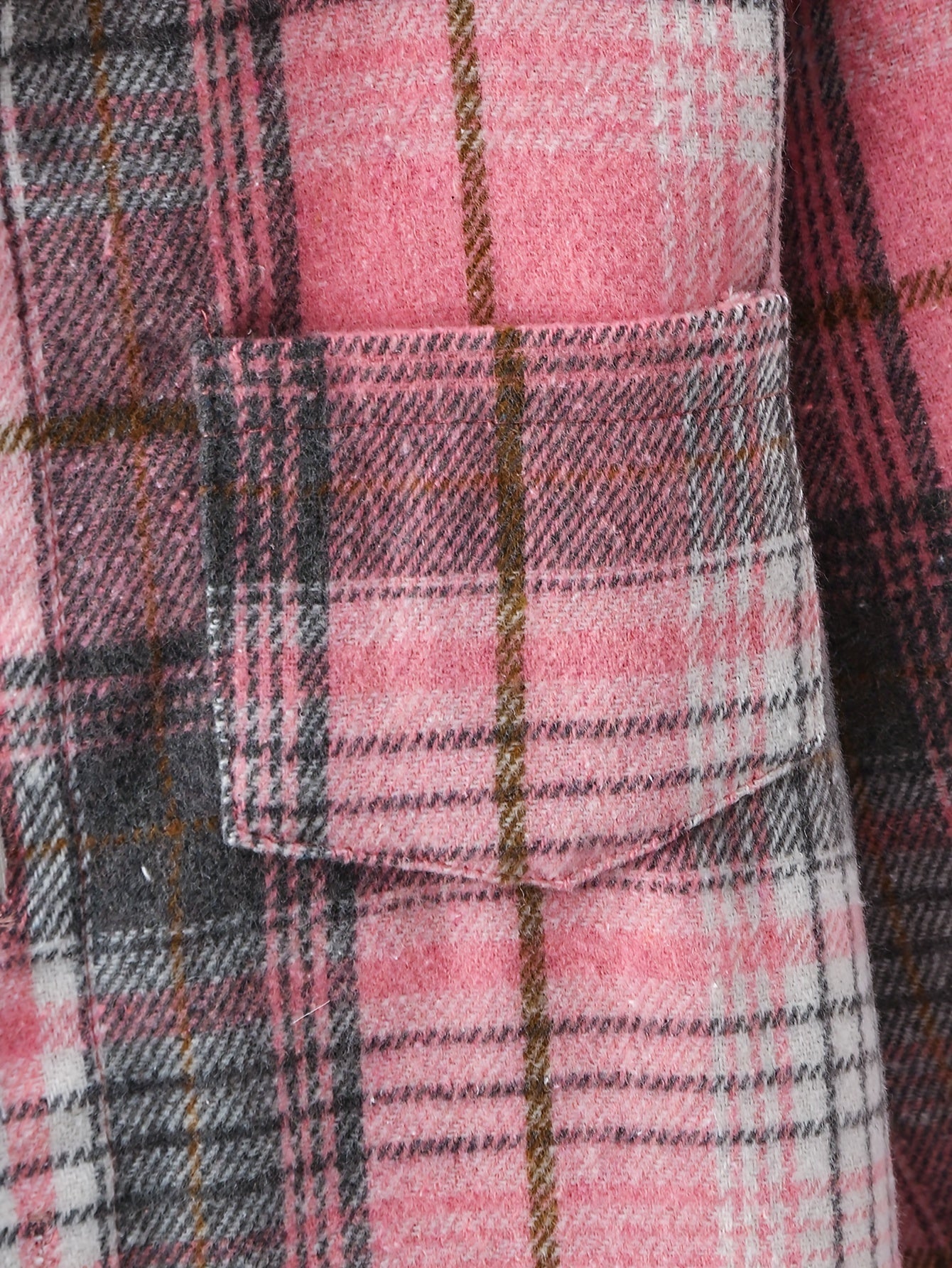 Girls Plaid Hooded Shirt And Jogger Set With Pocket