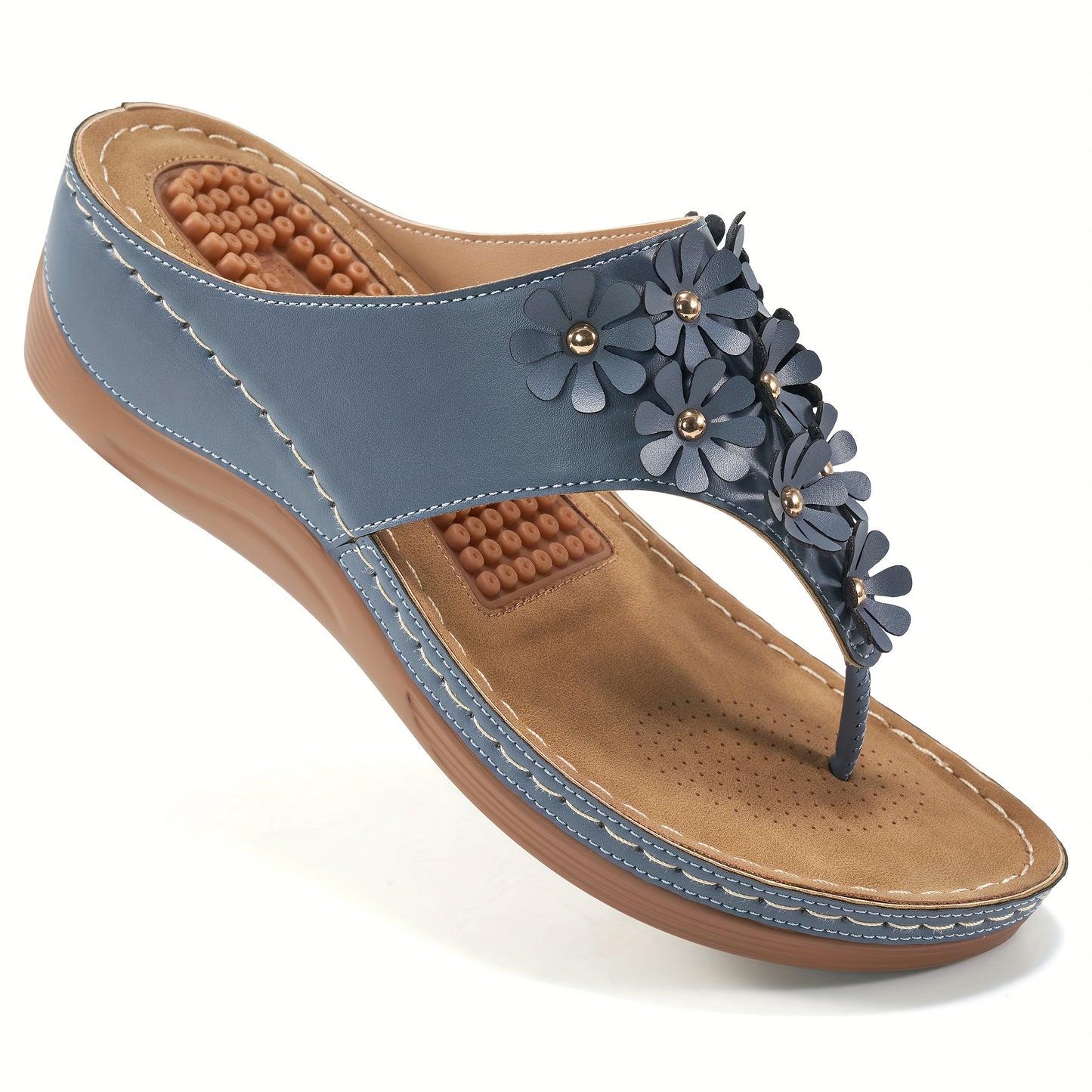 ECETANA Womens Wedge Sandals Floral Cutout Slip On Comfort
