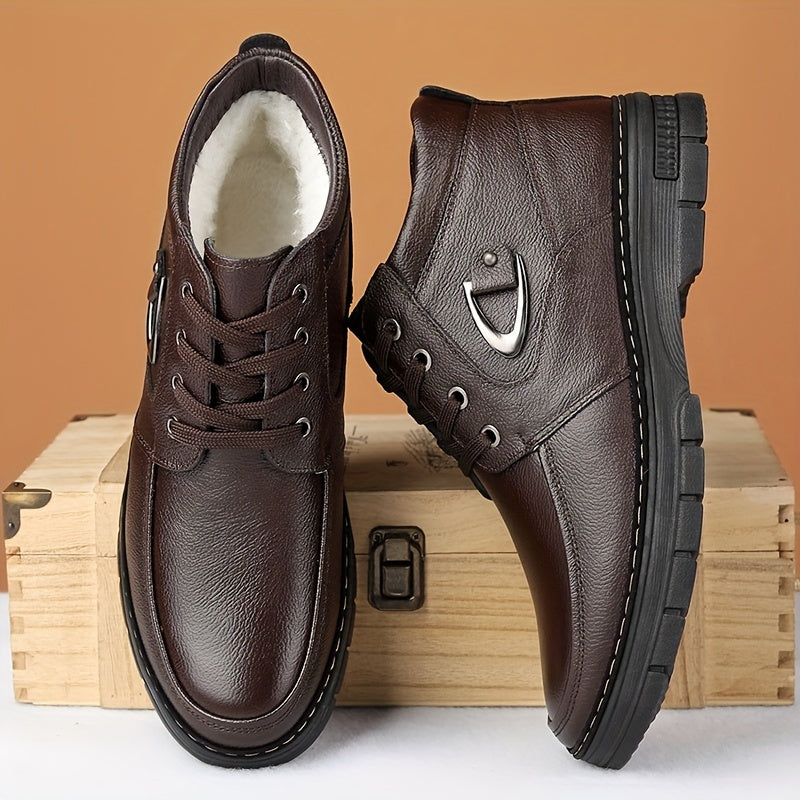 Men's Thermal Winter Boots With Plush Lining And Rubber