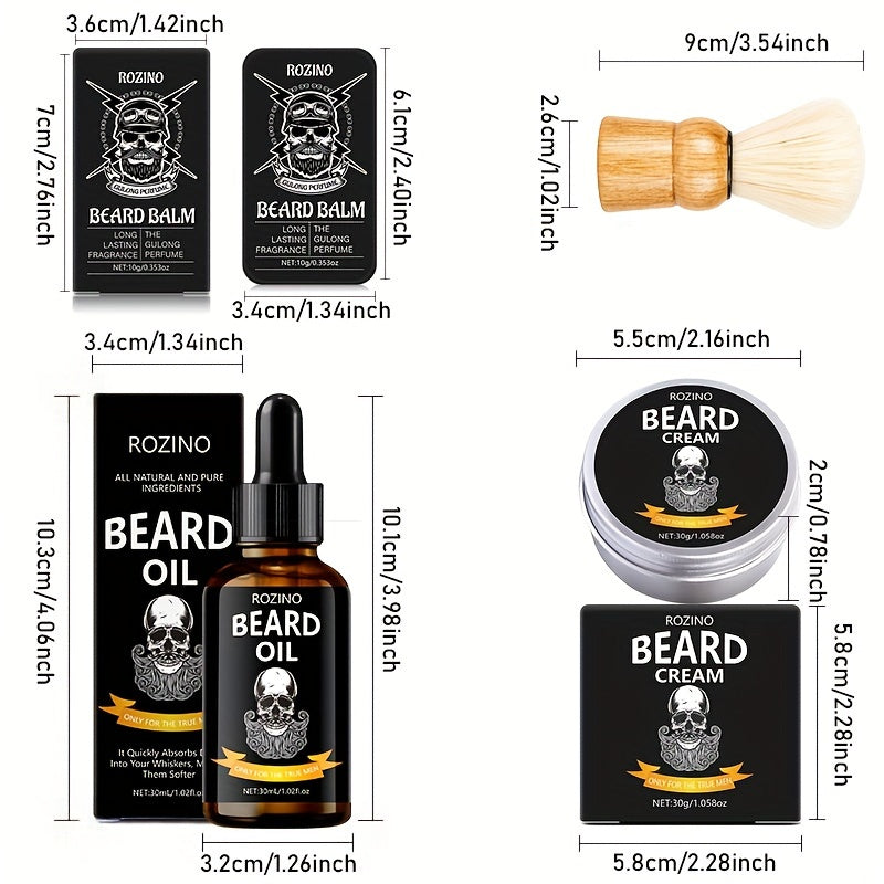 Black Skull Beard Care Set, Launched at Christmas, Beard Oil + Balm + Beard Balm, Perfect Beard Brush, Deep Care Beard, Long-term Moisturizing, Upgrading Beard Luster and Smoothness, Showing Mature Charm, is the best gift for
