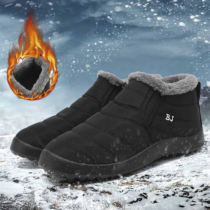 Men's Snow Boots Warm Fleece Non Slip Ankle Hiking Shoes