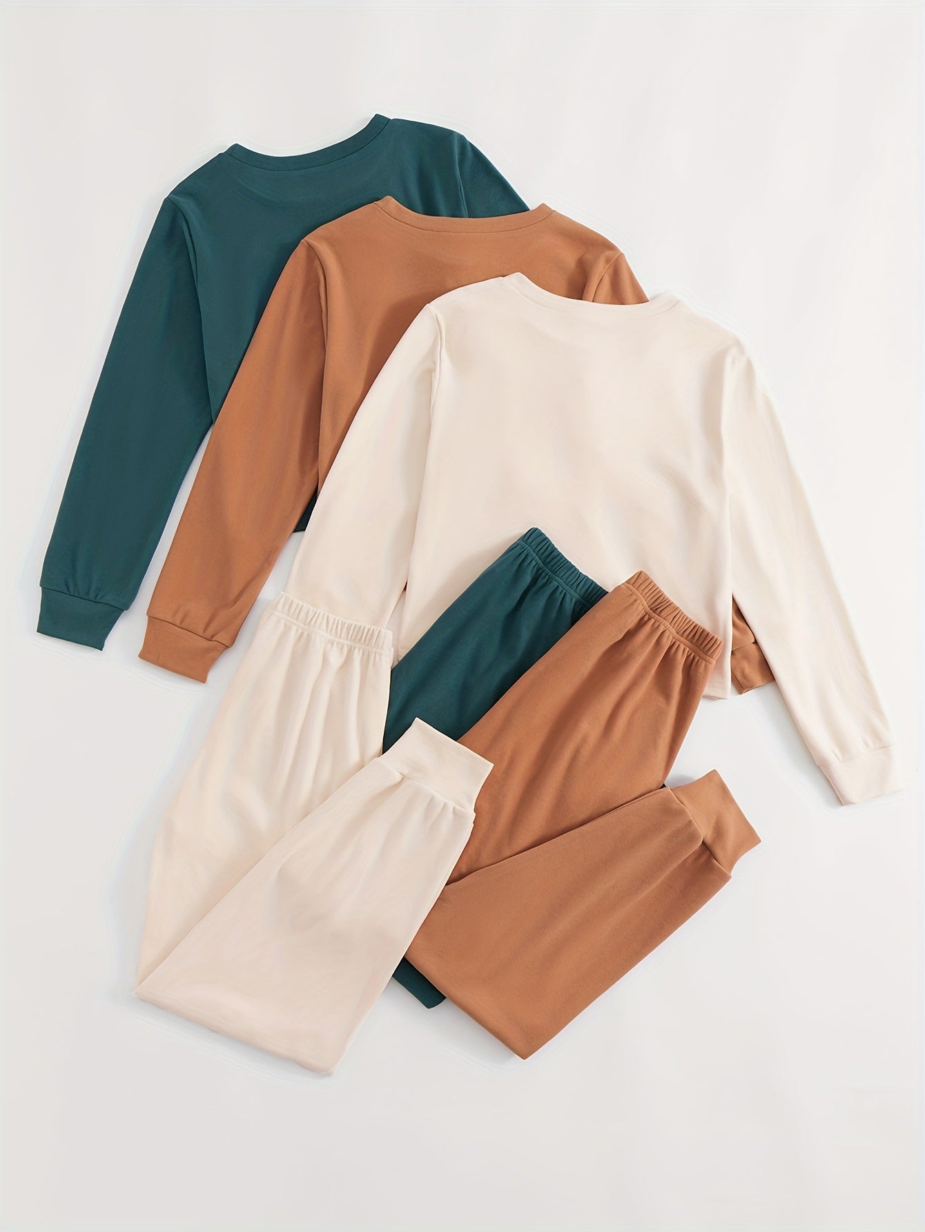 Women's casual velvet multi-color pullover long-sleeved pajamas tops & detailed waist rope decorative belt casual trousers home clothes three sets