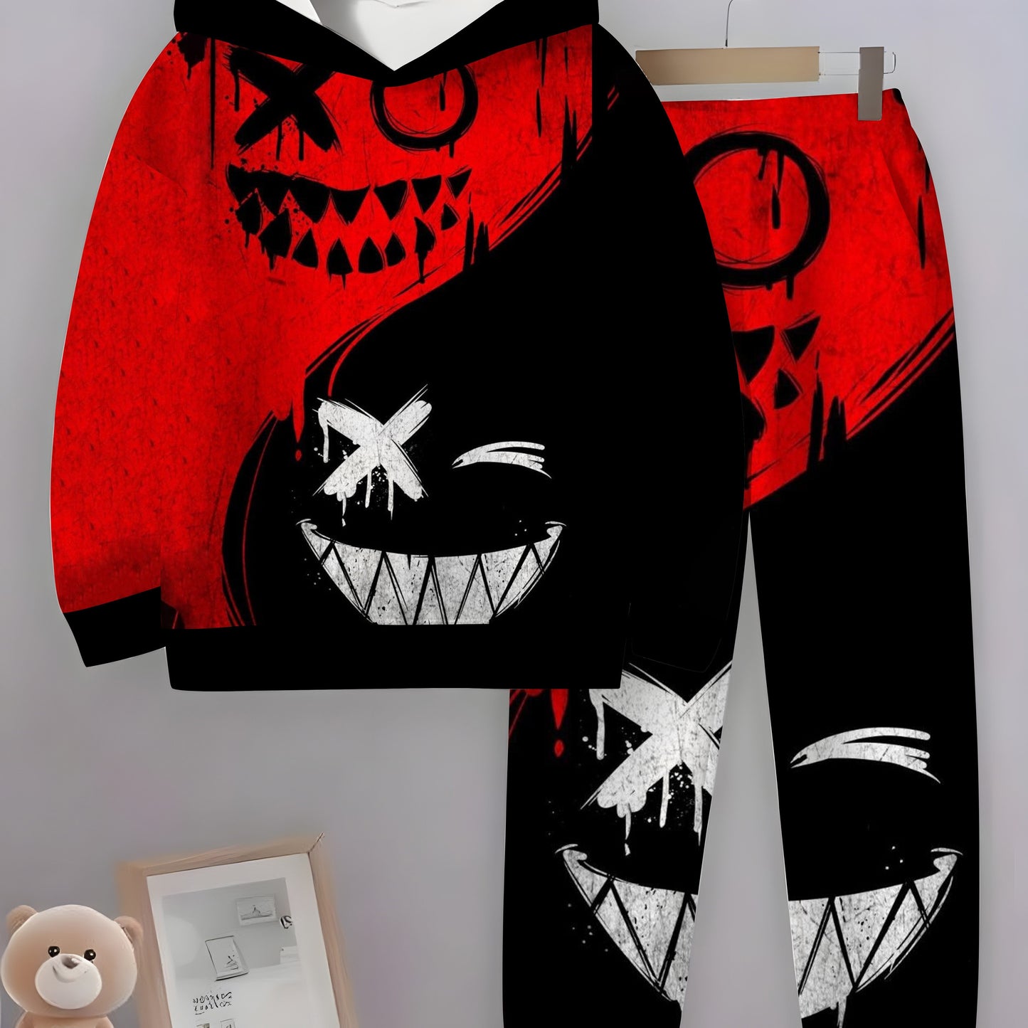 Boys 3D Digital Print Hoodie And Joggers Set 2pc Outfit