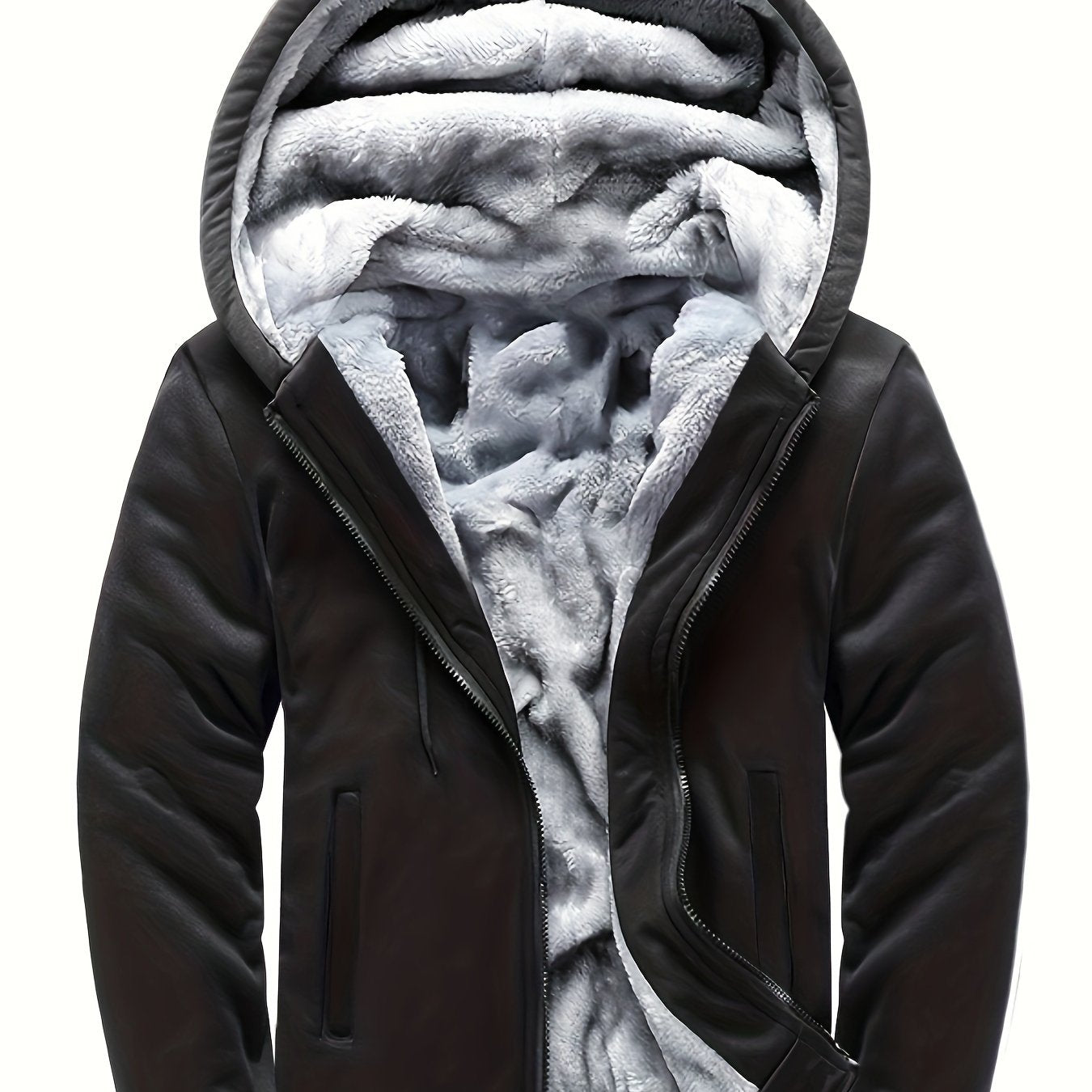 Siteya Warm Fleece Hooded Jacket For Men Casual Outerwear