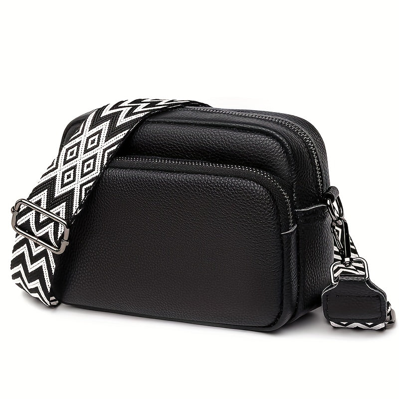 Small Casual Women's Fashion Shoulder Bag, Solid Color Crossbody Purse with Adjustable Geometric Strap