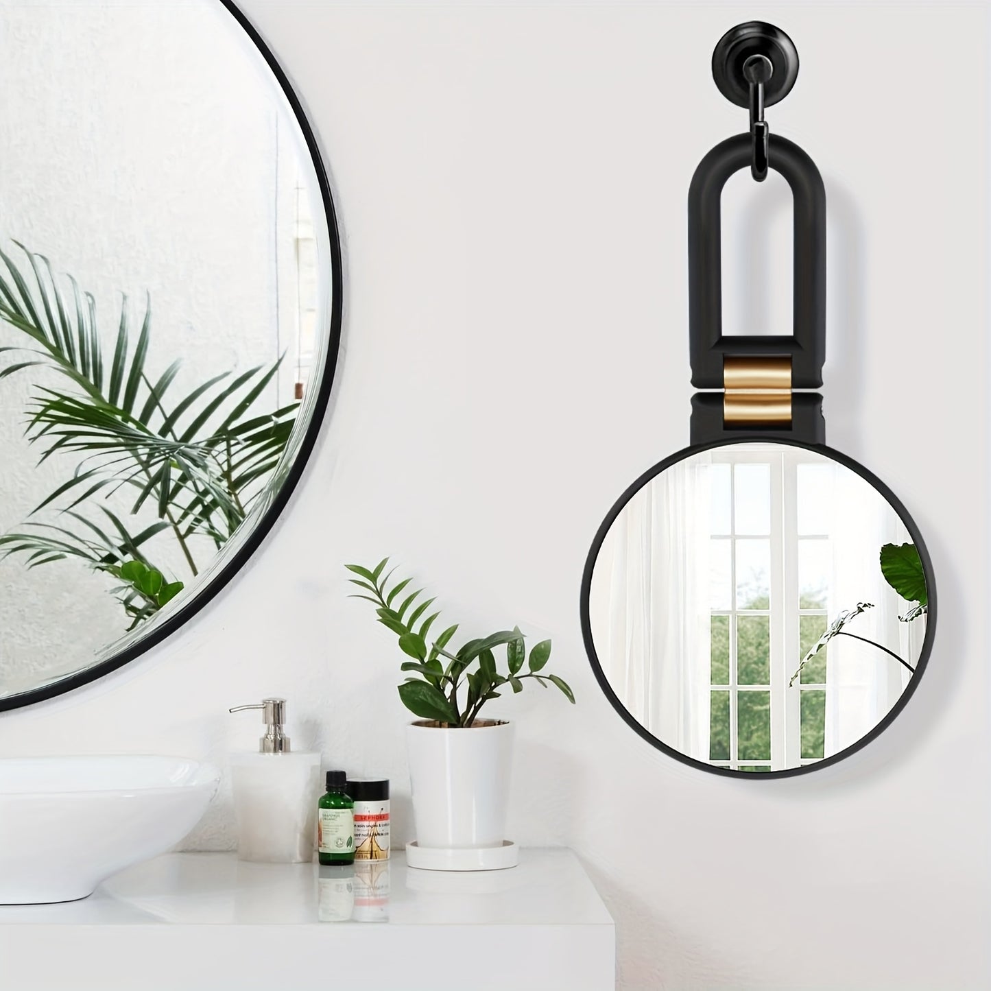 50x Magnifying Mirror with Dual-Sided 1X/50X Magnification - Portable Handheld Makeup Mirror with 360° Adjustable Handle, Foldable Travel Design, No Battery Needed - for Professional Makeup, Facial Hair, Eyebrows, Blemishes