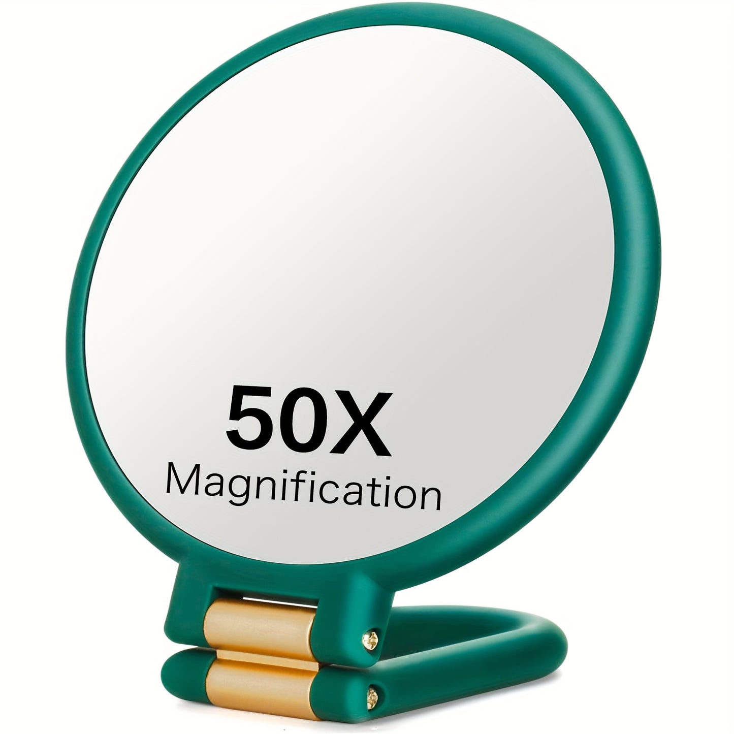 50x Magnifying Mirror with Dual-Sided 1X/50X Magnification - Portable Handheld Makeup Mirror with 360° Adjustable Handle, Foldable Travel Design, No Battery Needed - for Professional Makeup, Facial Hair, Eyebrows, Blemishes