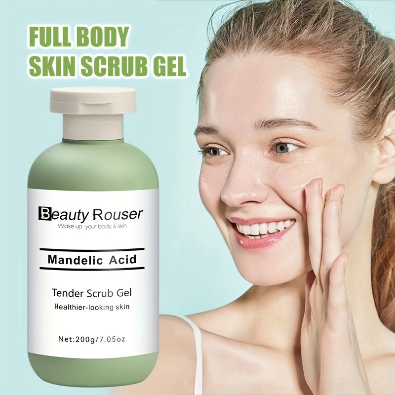 200g/7.05oz Mandelic Acid Scrub Gel - Scrub Cleanser, Contains Aloe & Rose, Moisturizes, Deeply Cleans Pores, for All Light Beige Ttypes, Whole body.