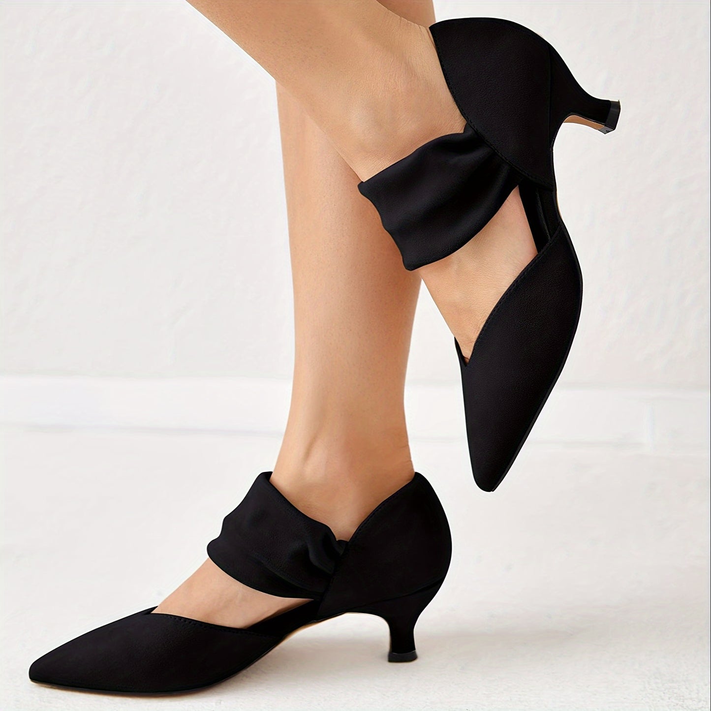 Womens Elegant Pointed Toe Ankle Strap Low Heels Party