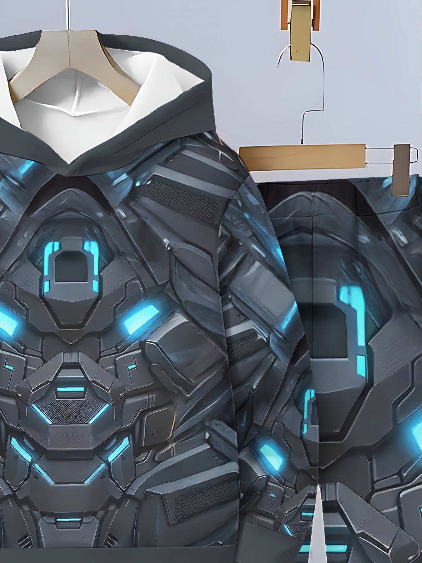 Mecha Warrior 3D Printed 2pc Boys Hooded Sweatshirt And Pants