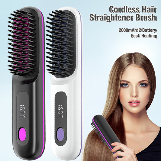 GENAI Cordless Hair Straightener Brush Rapid Heating Anti Scald Rechargeable