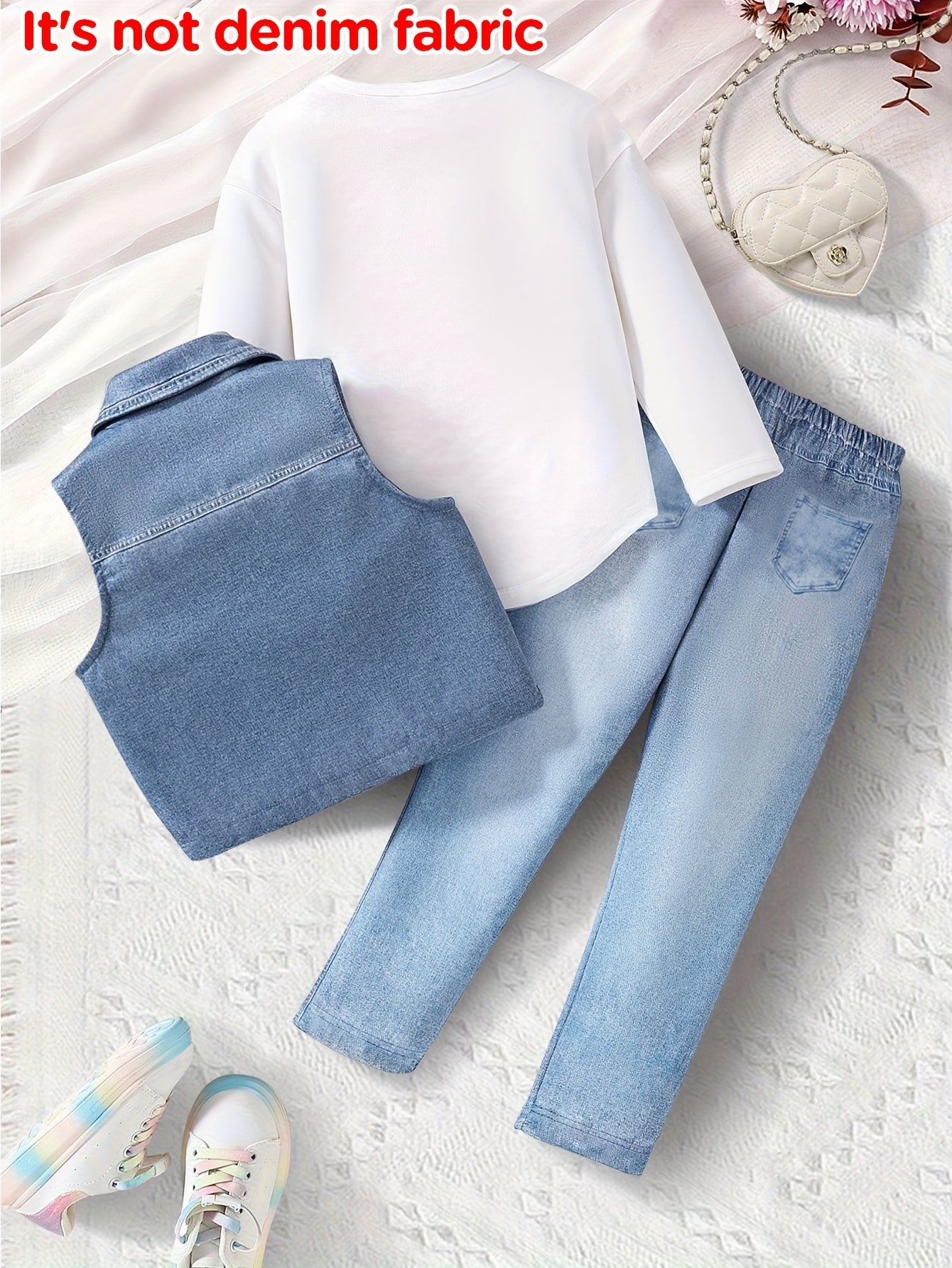 Girls Autumn Winter 3 Piece Print Set Vest And Pants