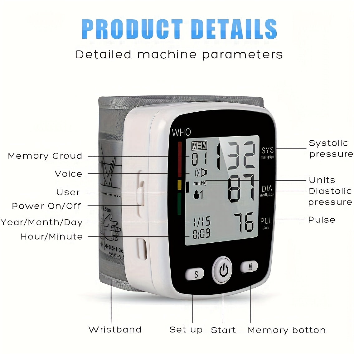 CHANG KUN Wrist Blood Pressure Monitor Digital With 2x99