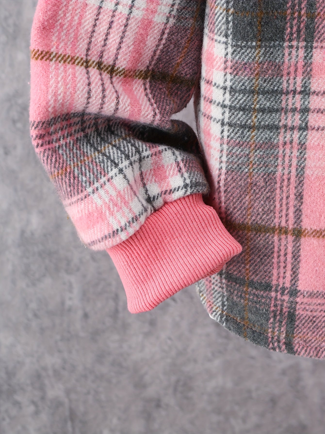 Girls Plaid Hooded Shirt And Jogger Set With Pocket