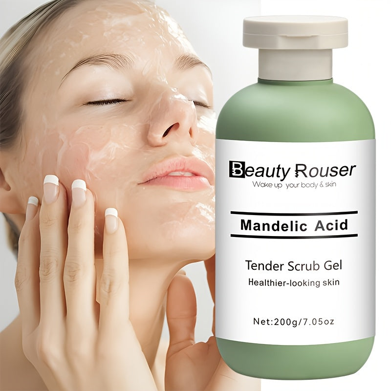 200g/7.05oz Mandelic Acid Scrub Gel - Scrub Cleanser, Contains Aloe & Rose, Moisturizes, Deeply Cleans Pores, for All Light Beige Ttypes, Whole body.