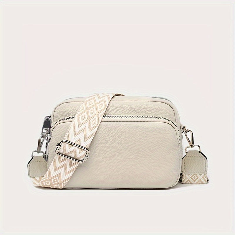 Small Casual Women's Fashion Shoulder Bag, Solid Color Crossbody Purse with Adjustable Geometric Strap