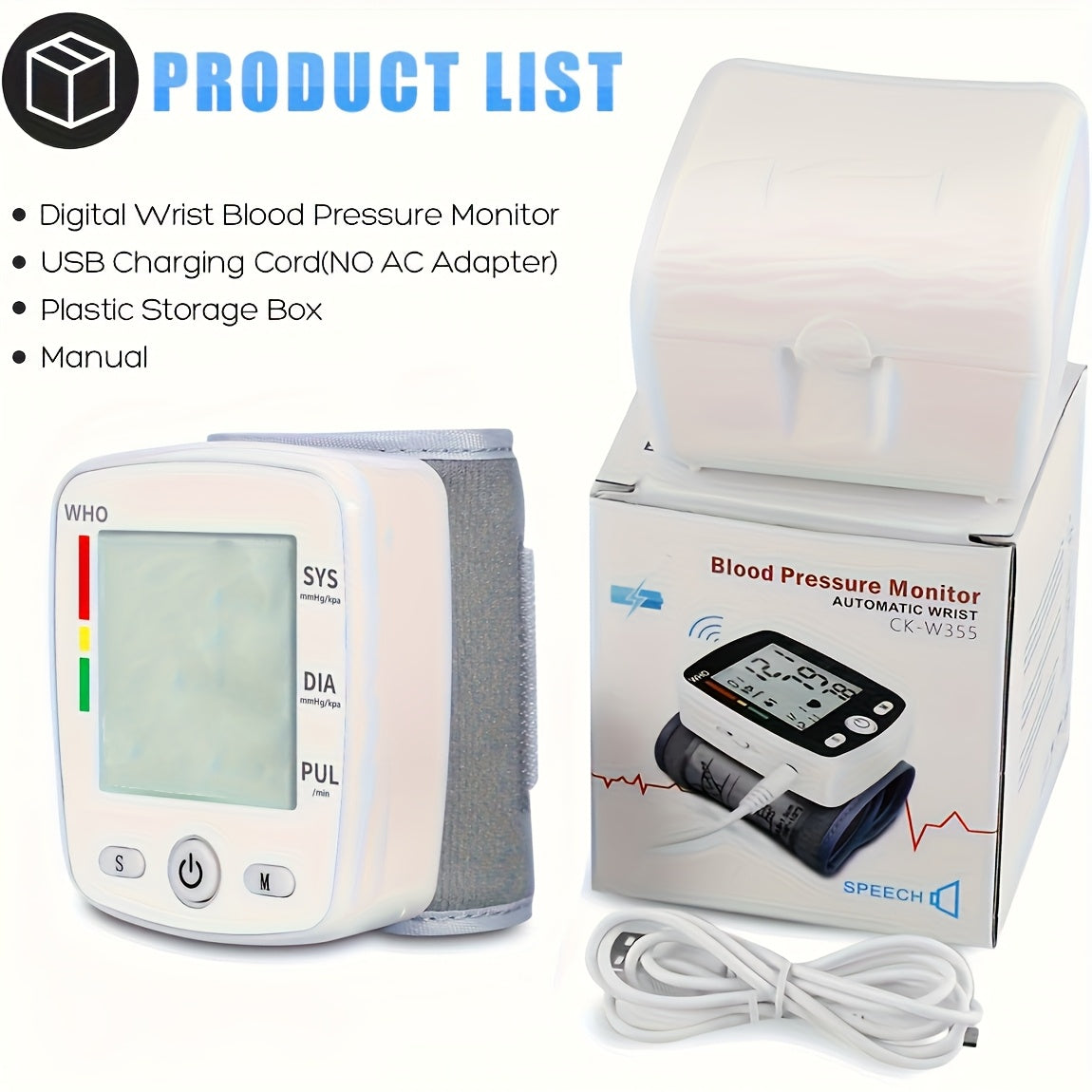 CHANG KUN Wrist Blood Pressure Monitor Digital With 2x99