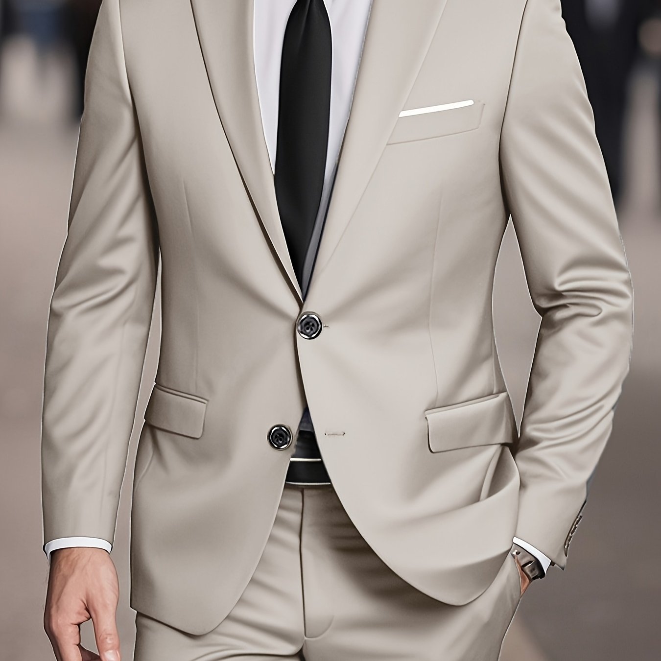 Mens Suit Set Jacket And Trousers Two Piece Formal Wear