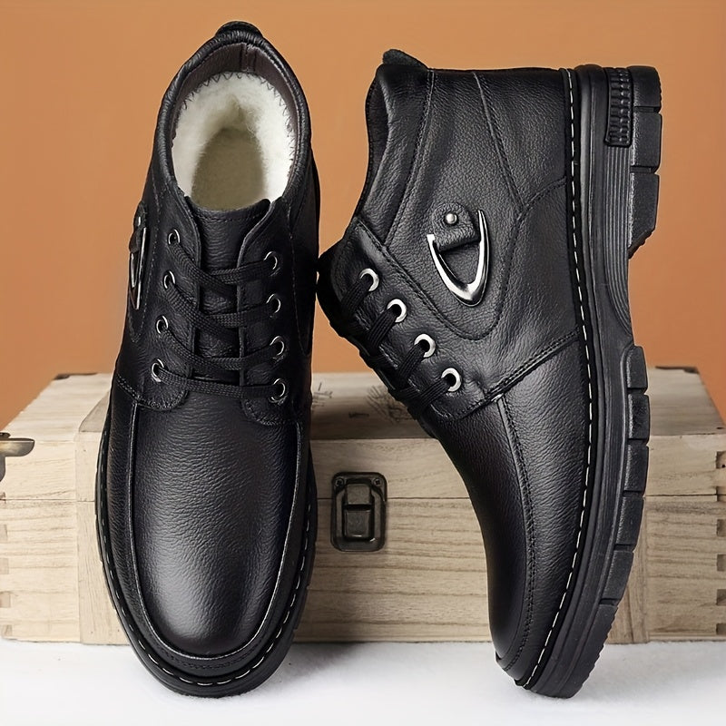 Men's Thermal Winter Boots With Plush Lining And Rubber