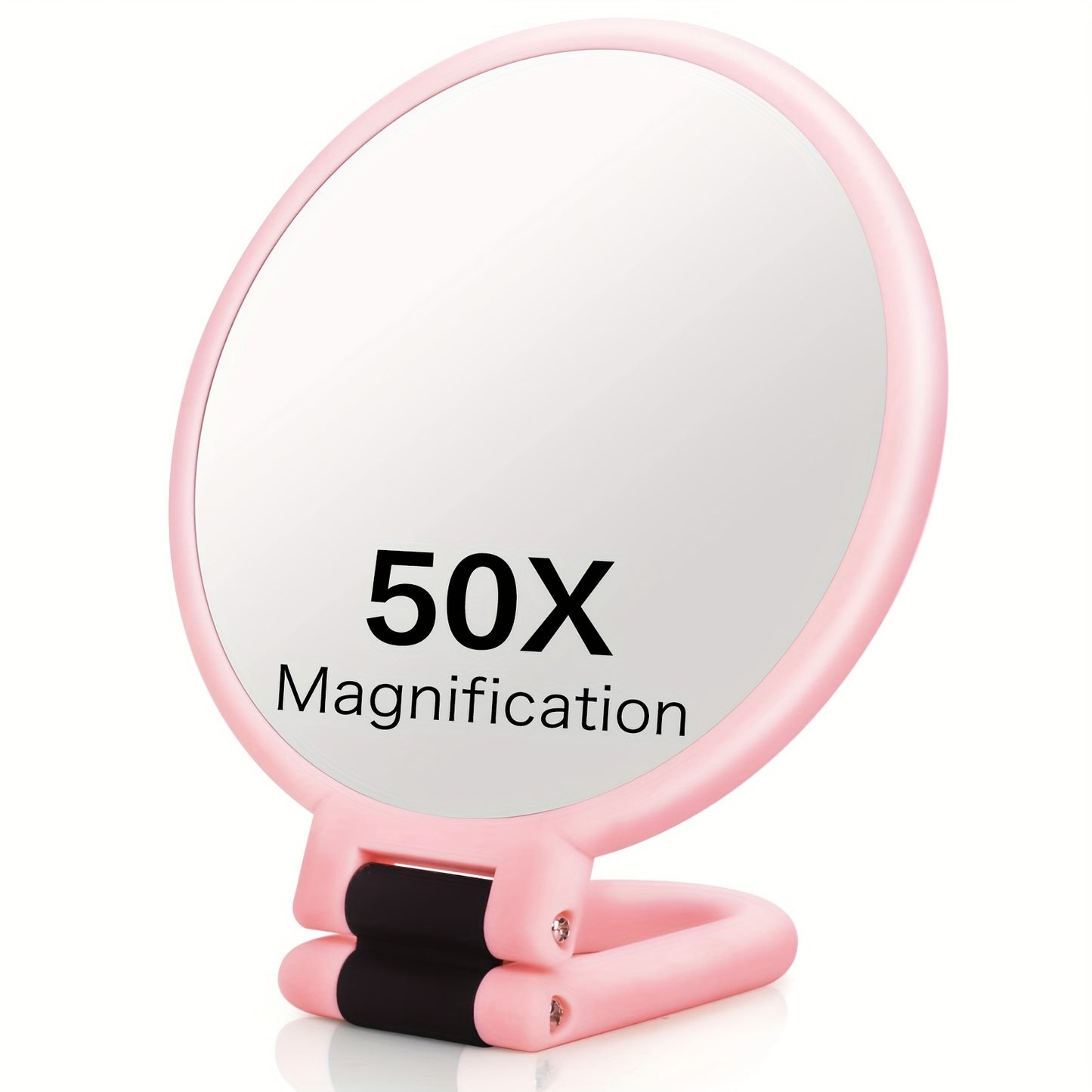 50x Magnifying Mirror with Dual-Sided 1X/50X Magnification - Portable Handheld Makeup Mirror with 360° Adjustable Handle, Foldable Travel Design, No Battery Needed - for Professional Makeup, Facial Hair, Eyebrows, Blemishes