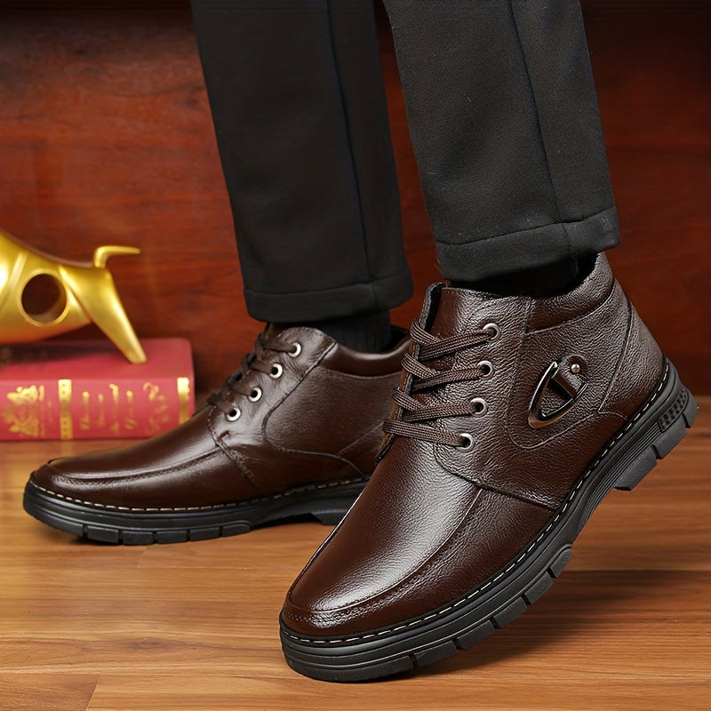 Men's Thermal Winter Boots With Plush Lining And Rubber