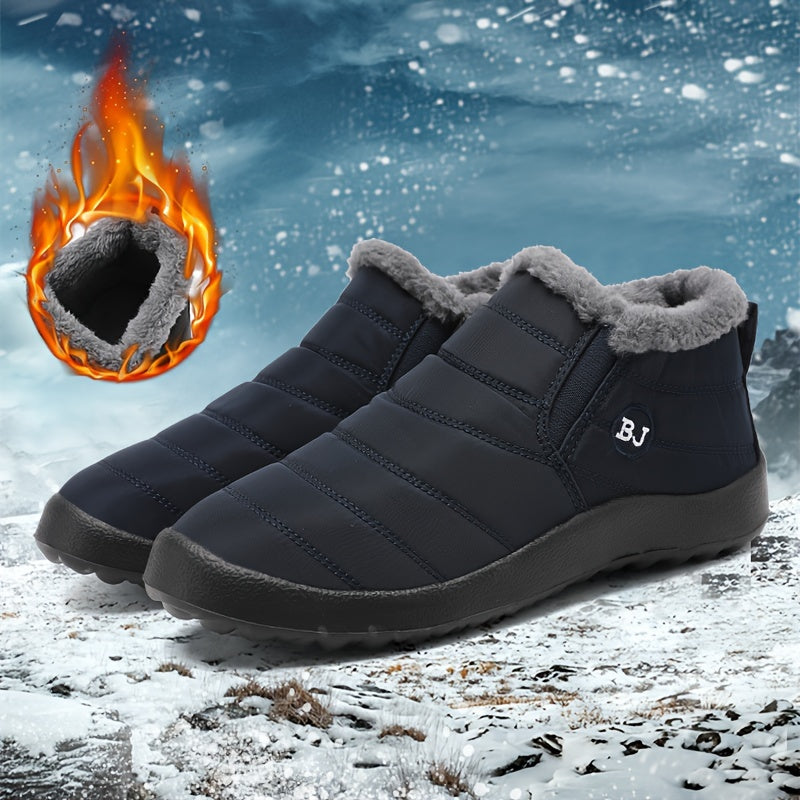 Men's Snow Boots Warm Fleece Non Slip Ankle Hiking Shoes