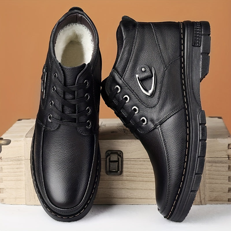 Men's Thermal Winter Boots With Plush Lining And Rubber