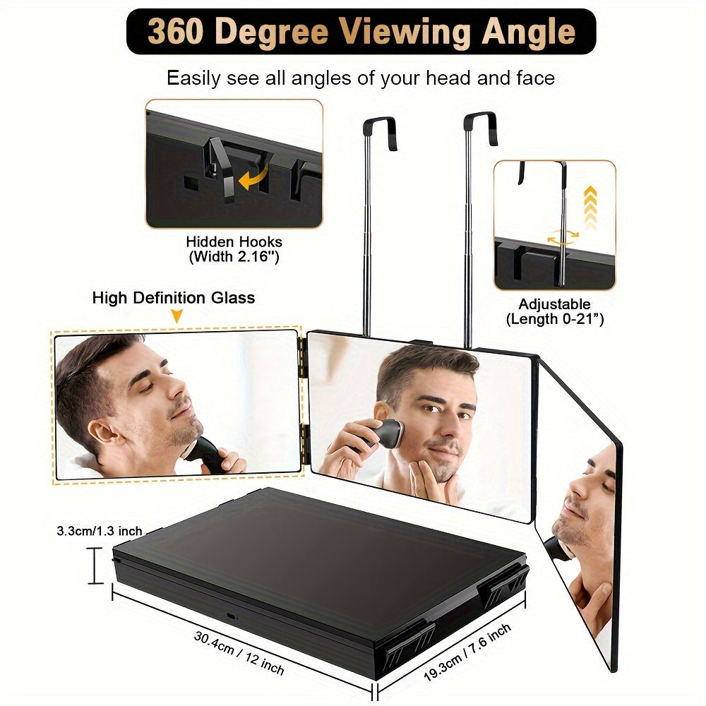 JUSRON 360 Degree Hair Cutting Mirror 3 Way Self Haircut