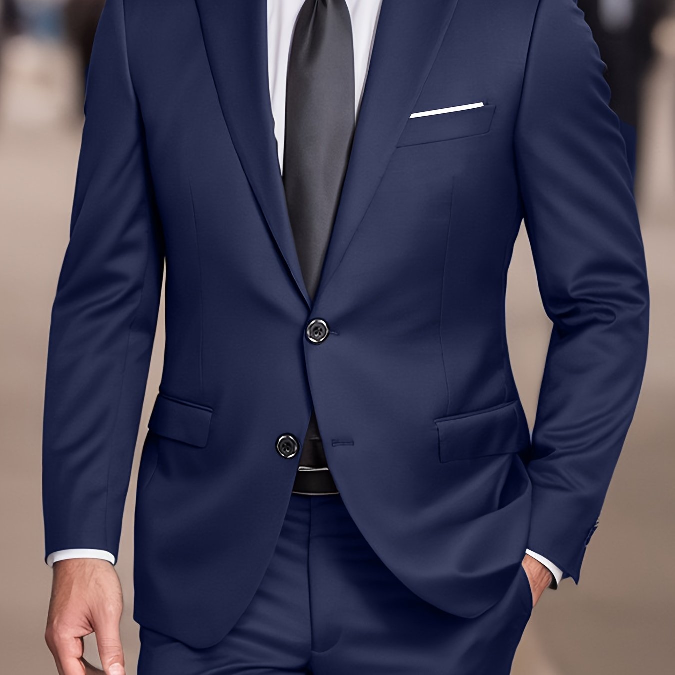Mens Suit Set Jacket And Trousers Two Piece Formal Wear