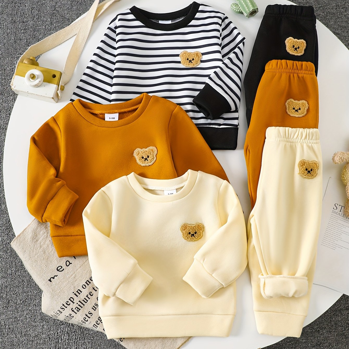 Baby Boy Fleece Hoodies With Bear Patch For Autumn Winter