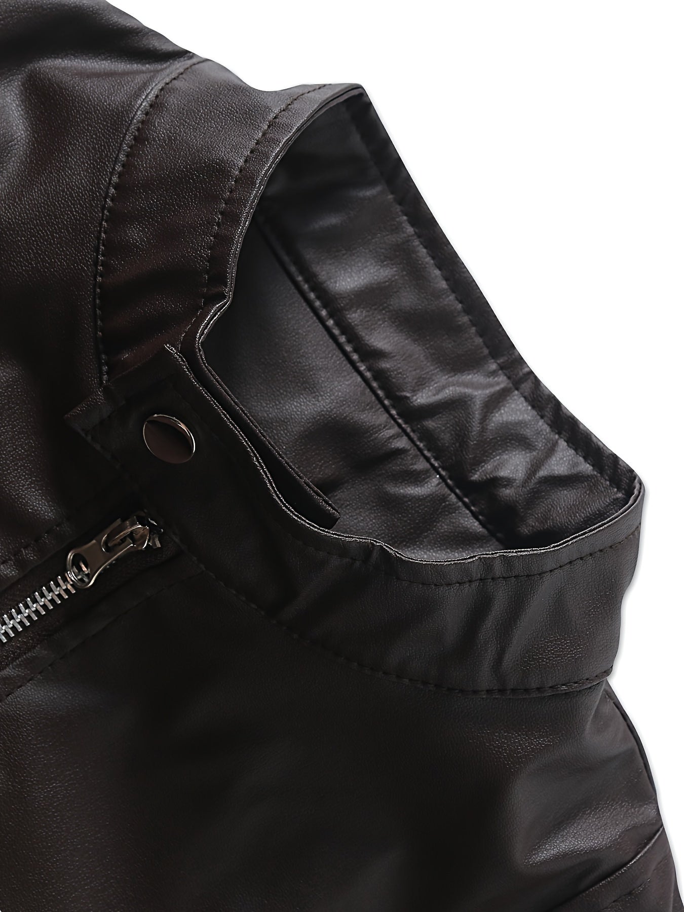Mens Fleece Lined Motorcycle Jacket With Zipper Pockets