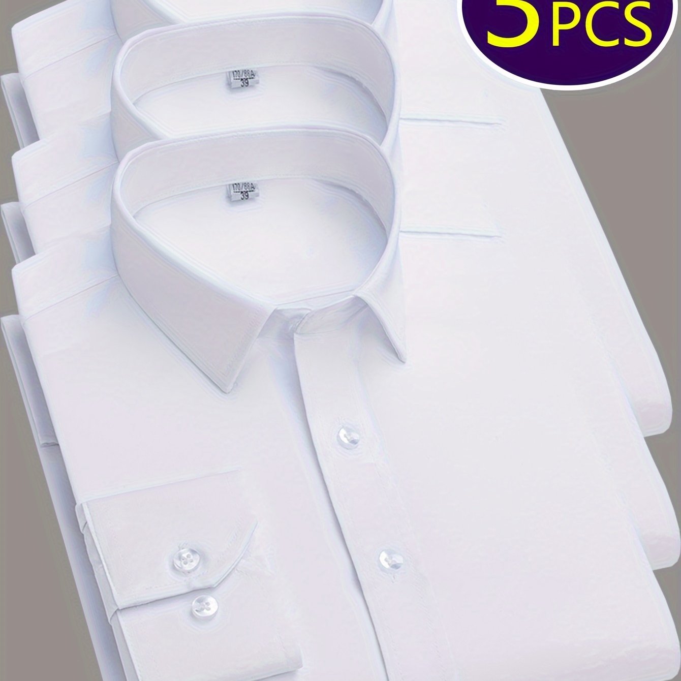 Mens Slim Fit Dress Shirts Wrinkle Resistant Polyester