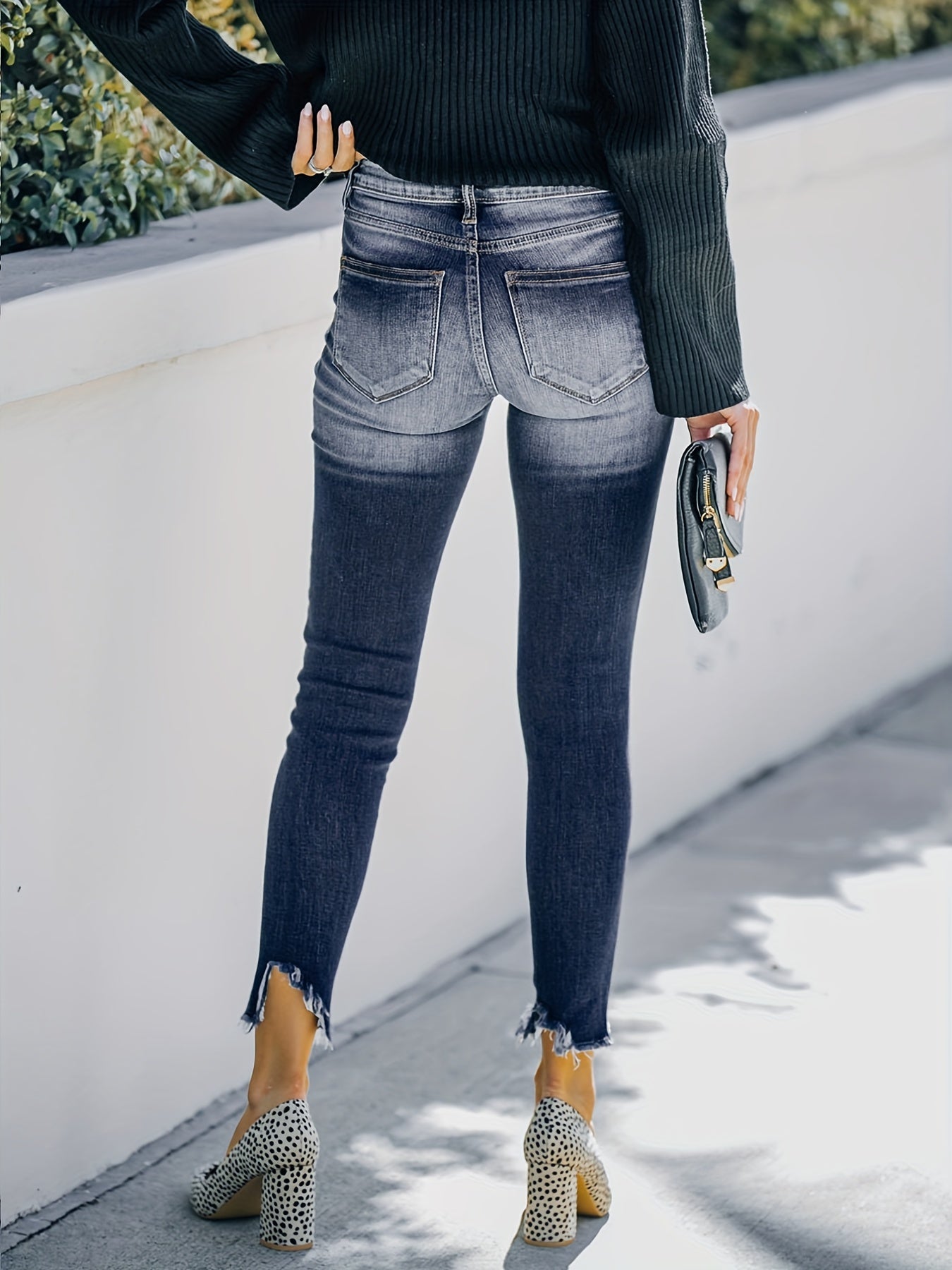 Women's High Waisted Distressed Denim Jeans Slim Fit