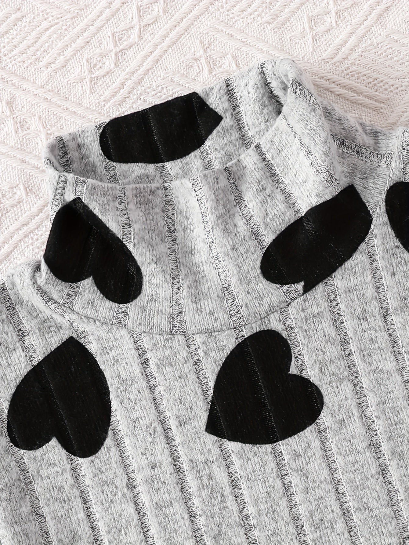 Girls Autumn Winter Heart Print High Neck Top Layered Dress